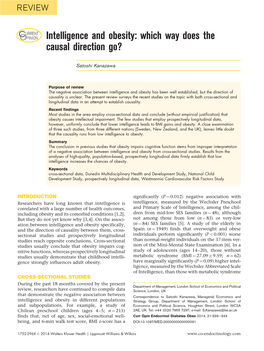 Intelligence and Obesity: Which Way Does the Causal Direction Go?