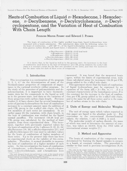 Heats of Combustion of Liquid N-Hexadecane, 1-Hexadecene, N