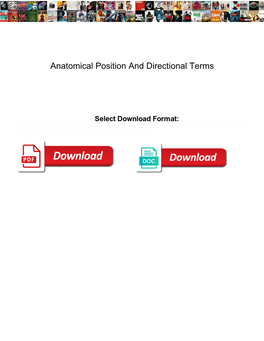 Anatomical Position and Directional Terms