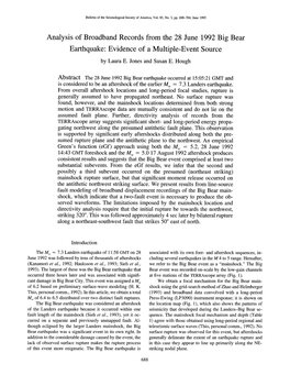 Analysis of Broadband Records from the 28 June 1992 Big Bear Earthquake: Evidence of a Multiple-Event Source