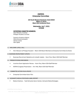 AGENDA Enterprise Committee