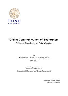 Online Communication of Ecotourism a Multiple Case Study of Ntos’ Websites