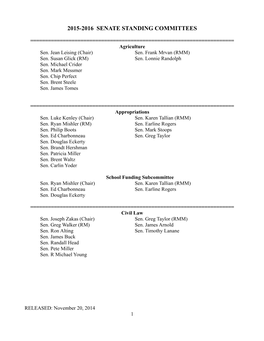 2015-2016 Senate Standing Committees