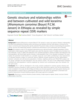 Genetic Structure and Relationships Within and Between Cultivated and Wild Korarima [Aframomum Corrorima (Braun) P.C.M