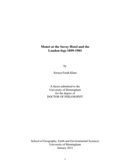 Monet at the Savoy Hotel and the London Fogs 1899-1901