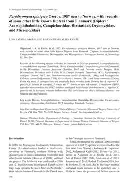 Diptera: Acartophthalmidae, Campichoetidae, Diastatidae, Dryomyzidae, and Micropezidae)