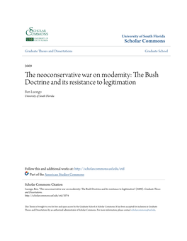 The Neoconservative War on Modernity: the Bush Doctrine and Its Resistance to Legitimation