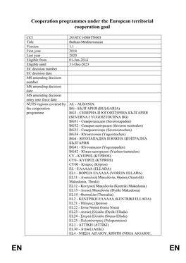 Cooperation Programmes Under the European Territorial Cooperation Goal