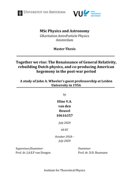 Msc Physics and Astronomy Together We Rise