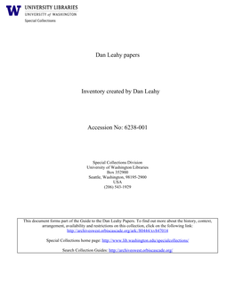 Dan Leahy Papers