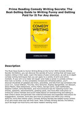 Prime Reading Comedy Writing Secrets: the Best-Selling Guide to Writing Funny and Getting Paid for It for Any Device