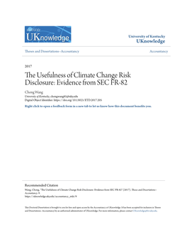 The Usefulness of Climate Change Risk Disclosure: Evidence from Sec Fr-82