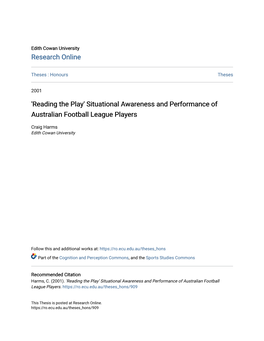 Situational Awareness and Performance of Australian Football League Players