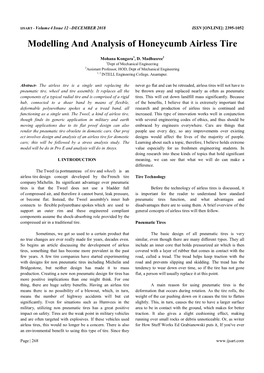 Modelling and Analysis of Honeycumb Airless Tire