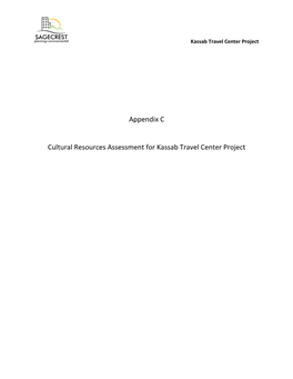 Appendix C Cultural Resources Assessment for Kassab Travel Center Project