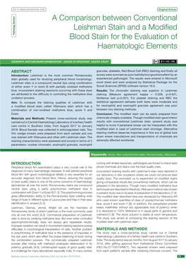 A Comparison Between Conventional Leishman Stain and a Modified Blood Stain for the Evaluation of Haematologic Elements
