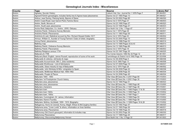 Genealogical Journals Index - Miscellaneous County Type Source Library Ref Antrim Aghalee, Secular History Lisburn Hist