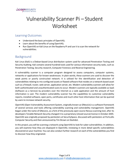 Vulnerability Scanner Pi – Student Worksheet