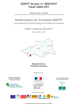 Fiche ZNIEFF Languedoc-Roussillon