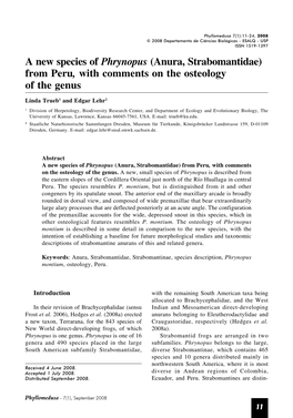 Anura, Strabomantidae) from Peru, with Comments on the Osteology of the Genus