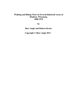 Industrial Areas of Madison, Wisconsin, 1880-1970