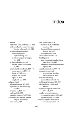 Abdomen Abdominal Aorta, Anatomy, 631–632 Abdominal Aortic