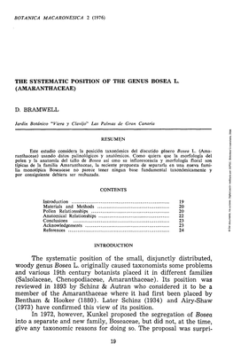 The Systematic Position of the Genus Bosea L. (Amaranthaceae)