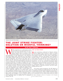 The Joint Strike Fighter: Solution Or Wishful Thinking?