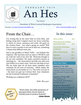 From the Chair… in This Issue