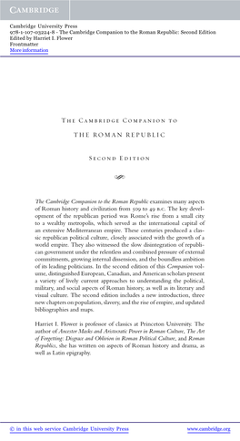 The Cambridge Companion to the ROMAN REPUBLIC Second Edition