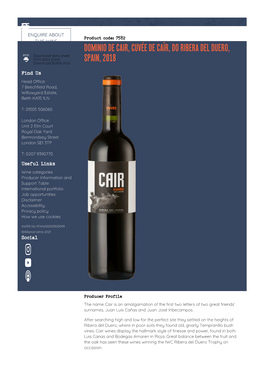 Dominio De Cair, Cuvée De Caïr, Do Ribera Del Duero