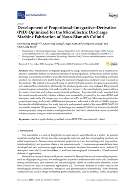 Development of Proportional–Integrative–Derivative (PID) Optimized for the Microelectric Discharge Machine Fabrication of Nano-Bismuth Colloid