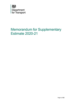 Memorandum for Supplementary Estimate 2020-21