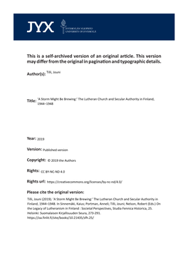 This Is a Self-Archived Version of an Original Article. This Version May Differ from the Original in Pagination and Typographic Details