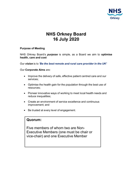 NHS Orkney Board 16 July 2020