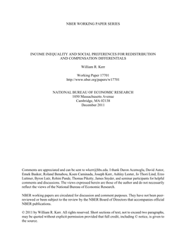 Income Inequality and Social Preferences for Redistribution and Compensation Differentials