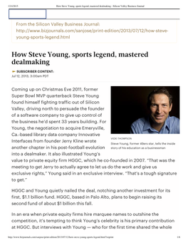 How Steve Young, Sports Legend, Mastere...King