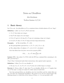 Notes on Ultrafilters