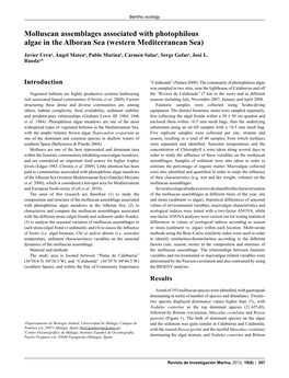 Molluscan Assemblages Associated with Photophilous Algae in the Alboran Sea (Western Mediterranean Sea)