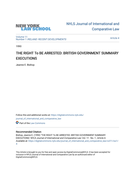 British Government Summary Executions