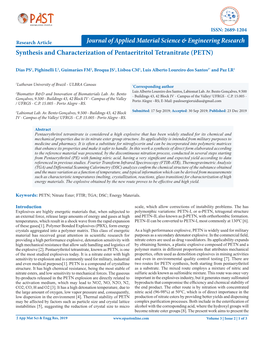 Synthesis and Characterization of Pentaeritritol Tetranitrate (PETN)