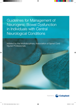 Guidelines for Management of Neurogenic Bowel Dysfunction in Individuals with Central Neurological Conditions