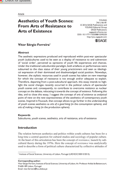 Aesthetics of Youth Scenes: from Arts of Resistance to Arts of Existence