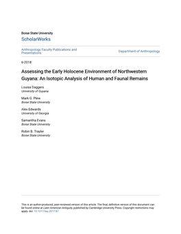 An Isotopic Analysis of Human and Faunal Remains