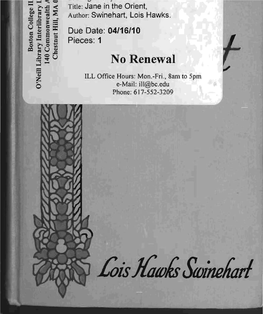 Jane in the Orient, ~;.:::~ ~ ~ Author: Swinehart, Lois Hawks