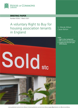 A Voluntary Right to Buy for Housing Association Tenants in England