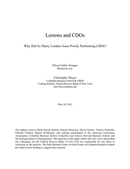 Lemons and Cdos