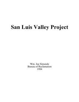 San Luis Valley Project