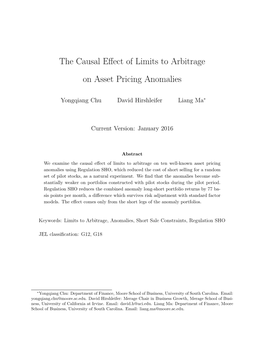 The Causal Effect of Limits to Arbitrage on Asset Pricing Anomalies