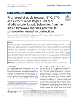 (Mg/Ca, Sr/Ca) of Middle to Late Jurassic Belemnites From